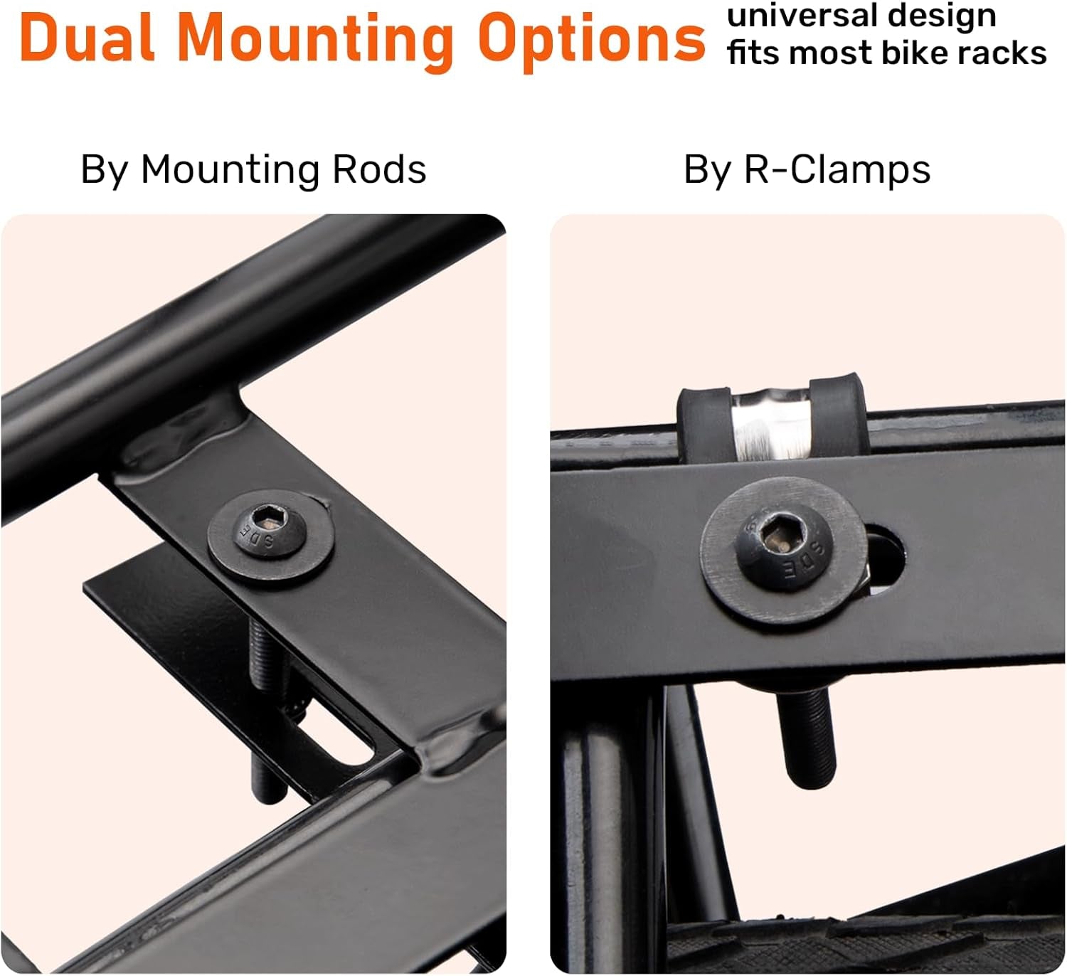 Bike Rear Basket Steel Frame Back Rack Mounted with Net and Liner,  23L Large Capacity Heavy Duty Cargo Carrier for Adult Bicycle and Ebike, Durable and Waterproof