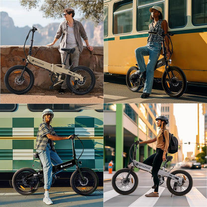 U5 Electric Bike for Adults, 500W Peak Folding Fat Tires Ebike with 80KM Pas Range, 32KM/H Speed, 48V 7.8Ah Removable Battery, 20" Lightweigt Electric Bicycle with Shelf for Commuting