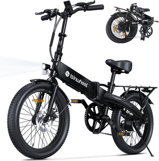 U5 Electric Bike for Adults, 500W Peak Folding Fat Tires Ebike with 80KM Pas Range, 32KM/H Speed, 48V 7.8Ah Removable Battery, 20" Lightweigt Electric Bicycle with Shelf for Commuting