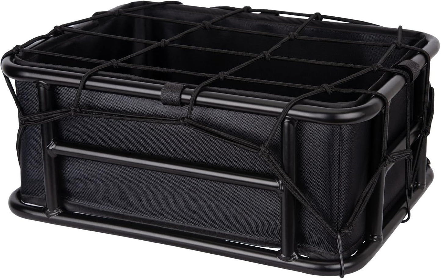 Bike Rear Basket Steel Frame Back Rack Mounted with Net and Liner,  23L Large Capacity Heavy Duty Cargo Carrier for Adult Bicycle and Ebike, Durable and Waterproof