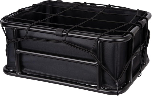 Bike Rear Basket Steel Frame Back Rack Mounted with Net and Liner,  23L Large Capacity Heavy Duty Cargo Carrier for Adult Bicycle and Ebike, Durable and Waterproof